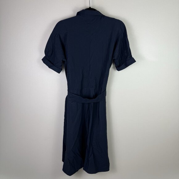 Vince Navy Belted Button Front Shirt Dress Women’s M Tencel Lyocell Midi Casual - Picture 10 of 10